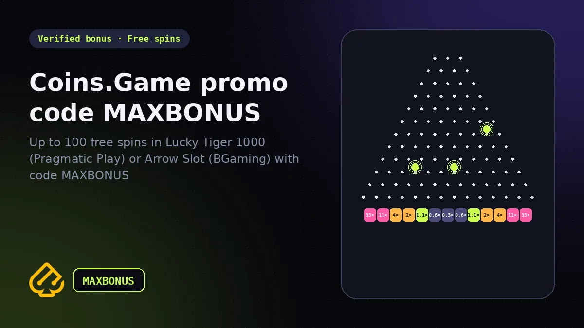 Coins.Game promo code MAXBONUS – Up to 100 free spins